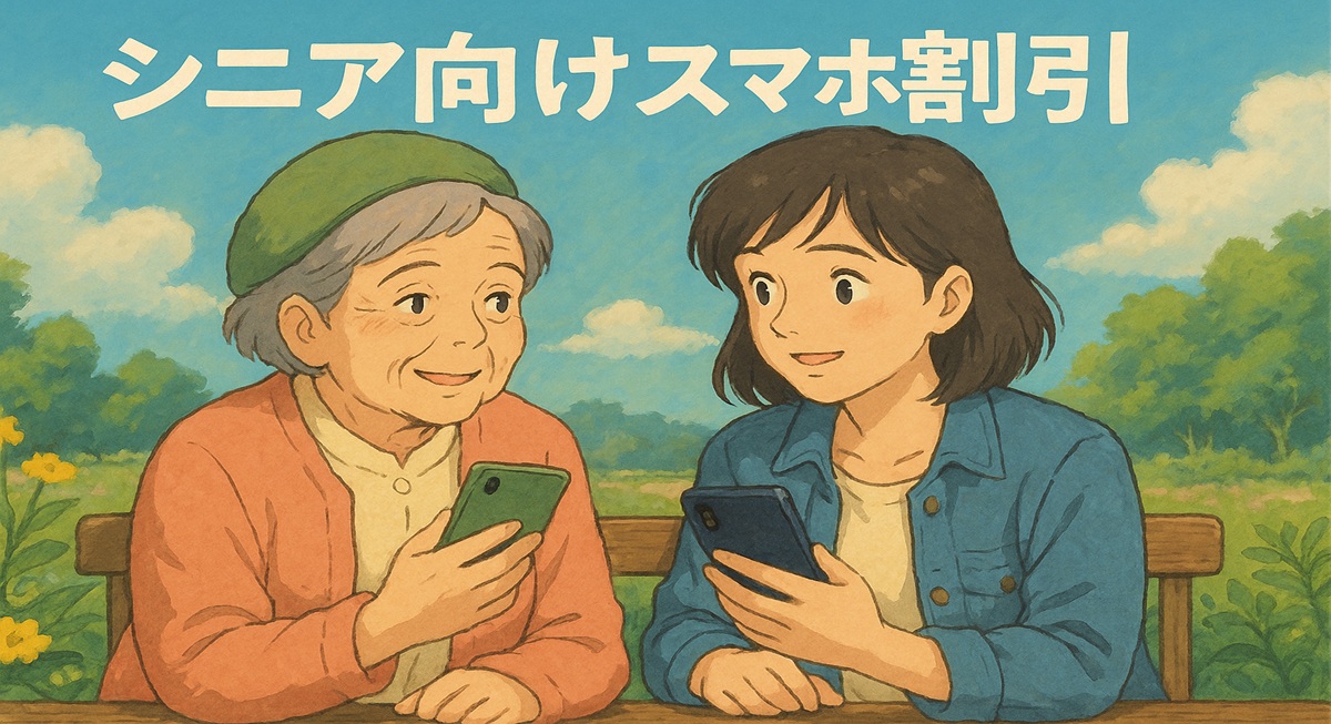 柔らかなタッチで描かれた家族と自然風景。楽天モバイルのシニア向けスマホプランを想起させる優しい雰囲気のイラスト