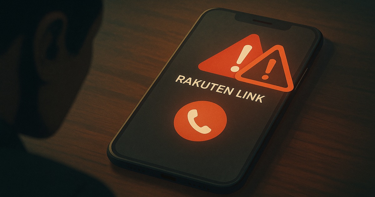 Rakuten Linkの着信不具合・通話品質の警告を示すスマホ画面。楽天モバイルで後悔しやすい点の説明用
