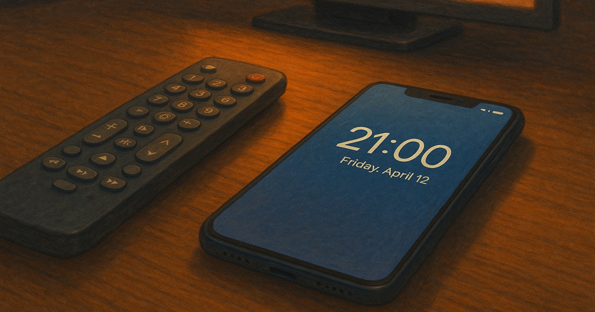 金曜日21時の表示を出したiPhoneのイラスト。楽天モバイルの夜間在庫復活を示す場面